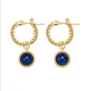 18K Gold Plated Vintage Sapphire  Huggies